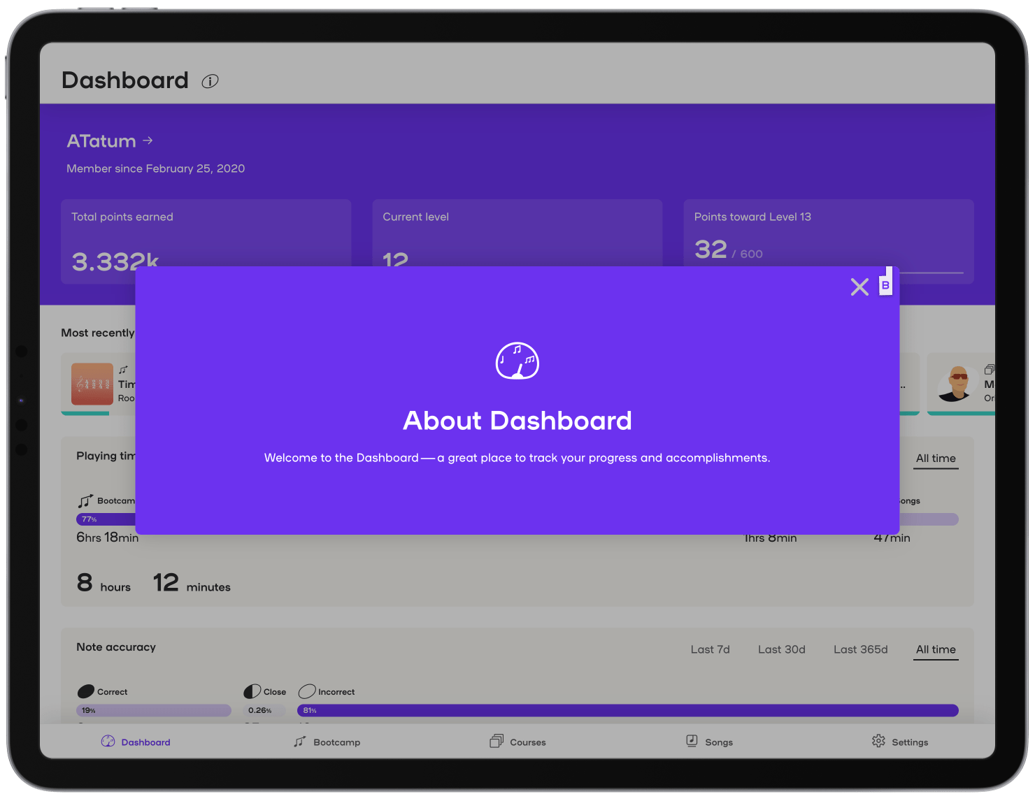 Playground Sessions 3 dashboard on iPad