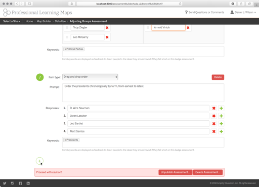 Building a drag-and-drop ordering quiz question